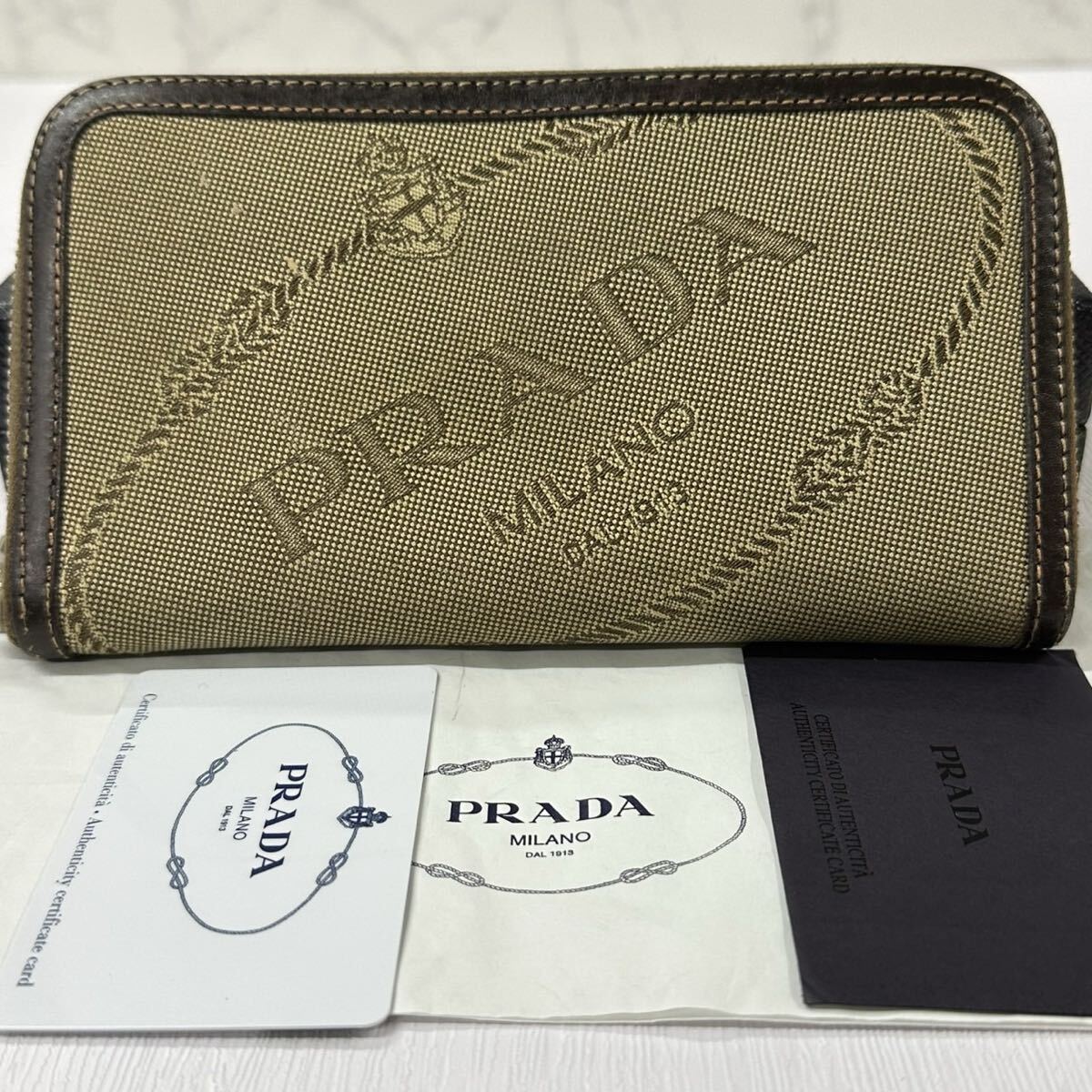 プラダ　PRADA 財布　長財布　ジャガード　ラウンドファスナー　メンズ　レディース　