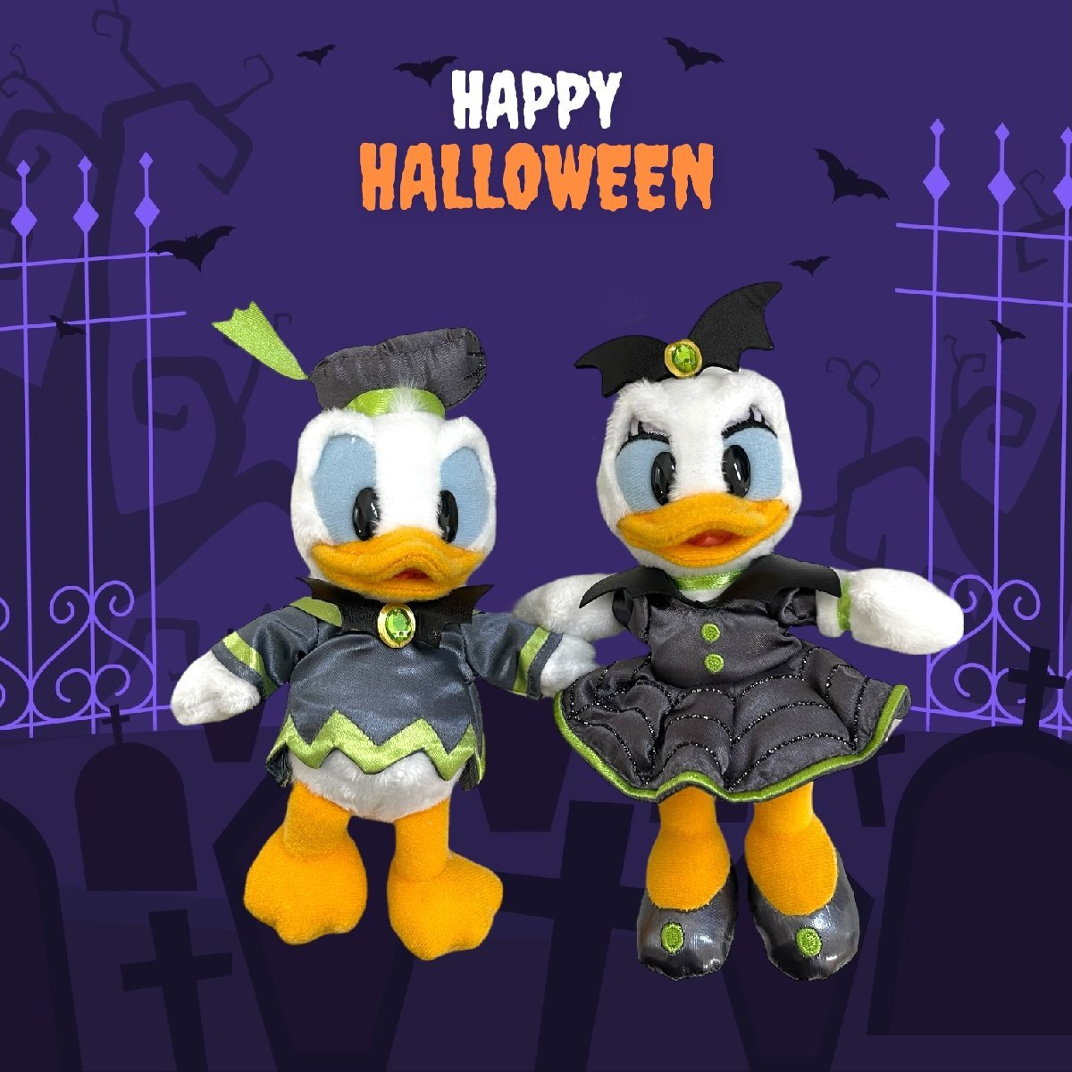 連U10-653R3F【未使用】ディズニー ハロウィン 2025【ドナルド＆デイジー】ぬいぐるみバッジ 東京ディズニーリゾート TDR