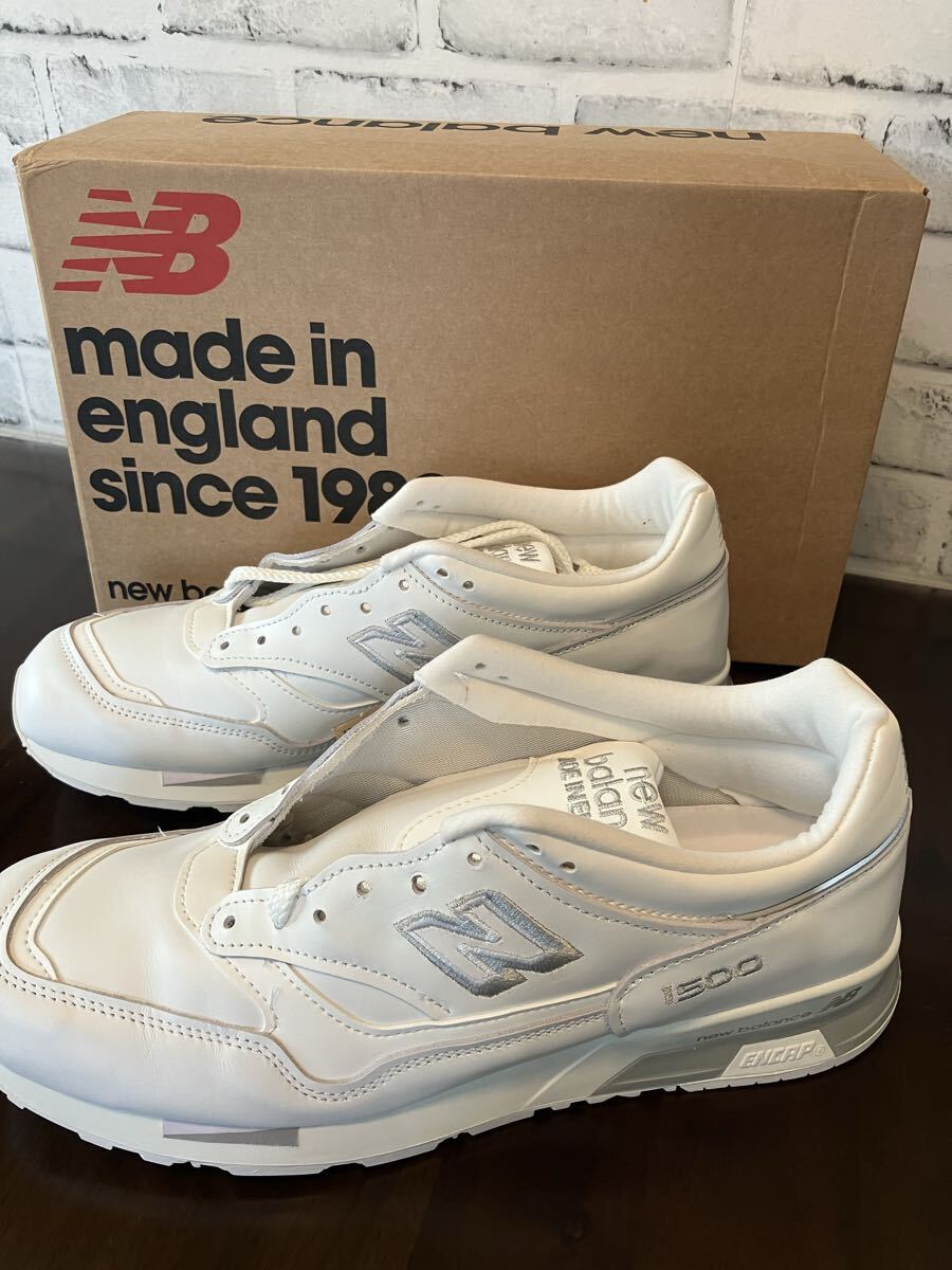 新品　NEW BALANCE 27.5 M 1500 WHI【イングランド製】WHITE ホワイト　白　 ニューバランス オールレザー UK製 MADE IN ENGLAND M1500WHI