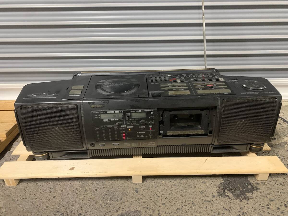 【 SHARP QT-73CD CD ダブルカセット 】ラジカセ サラウンドスピーカー シャープ ジャンク 通電確認のみ