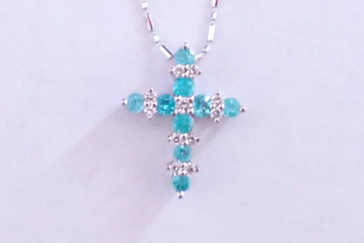 パライバトルマリン　ネックレス　0.33ct D0.09ct
