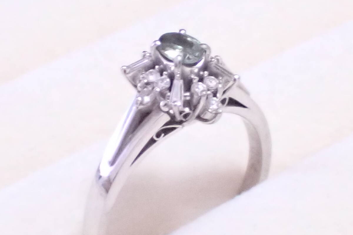 アレキサンドライト　0.32ct　指輪　ダイヤ0.08ct　18.0号