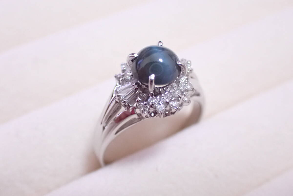 アレキサンドライトキャッツアイ　1.48ct　指輪　ダイヤ0.25ct　11.5号