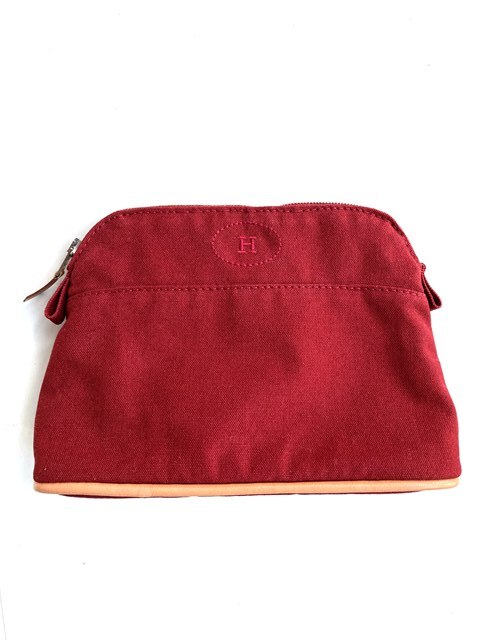 【即決/美品】 HERMES エルメス ボリードポーチ20 赤 レッド系 キャンバス メイクポーチ マルチケース 小物 コスメポーチ