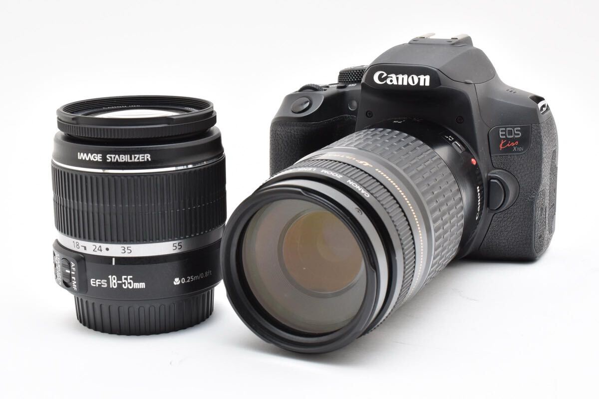 保証付き/キャノンデジタル一眼レフカメラ　Canon EOSKiss X10i標準&望遠ダブルレンズセット EF18-55mm 1:3.5-5.6 IS/EF75-300mm 1:4-5.6