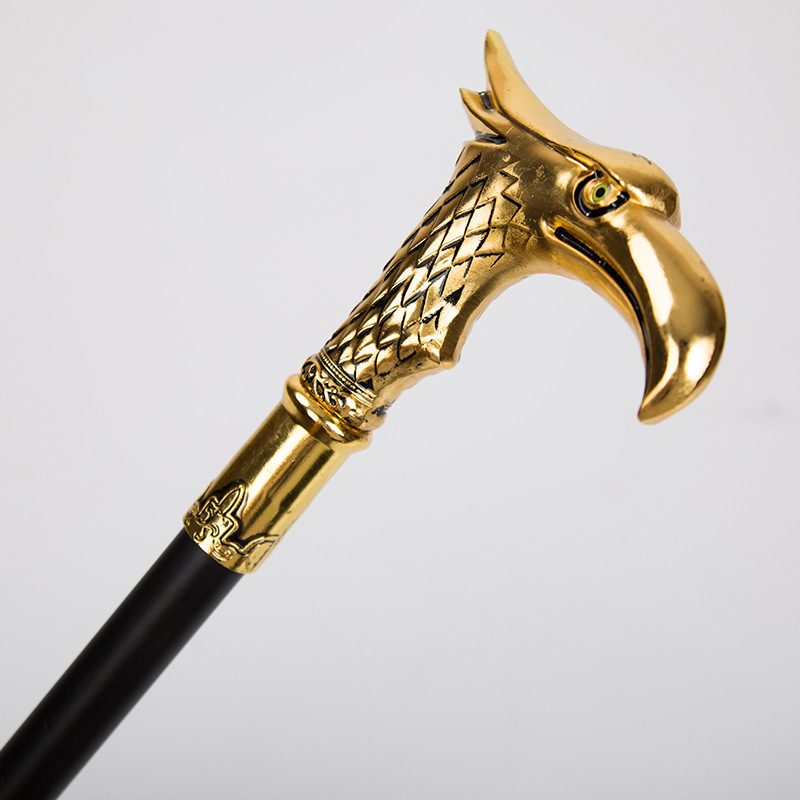 ゴールド/ブラック】イーグルヘッド 杖 ステッキ コスプレ 普段使い エレガント シック