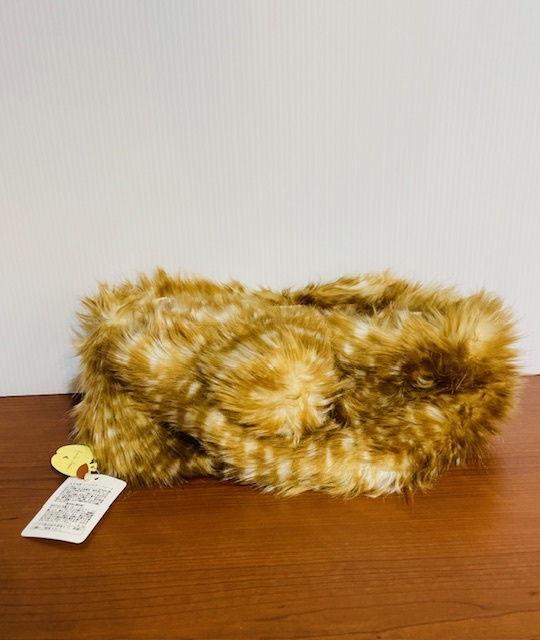 【新品未使用】 franche lippee フランシュリッペ バンビ柄 小鹿柄 フェイクファー マフラー ブラウン