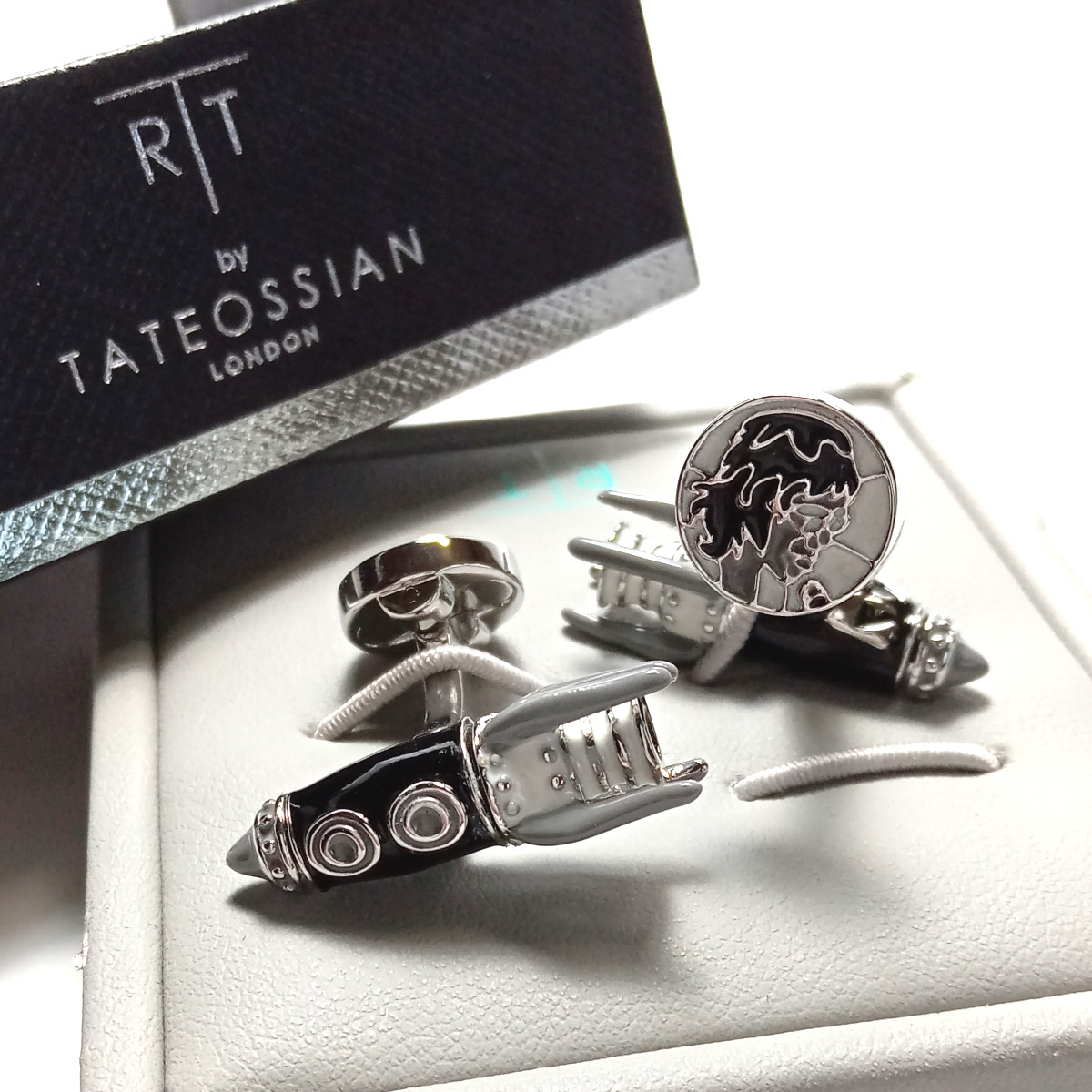 【tac136】新品 TATEOSSIAN タテオシアン カフリンクス /カフス エルトンジョン ロケットマン 30th ELTON JOHN ブラック×ホワイト/黒白