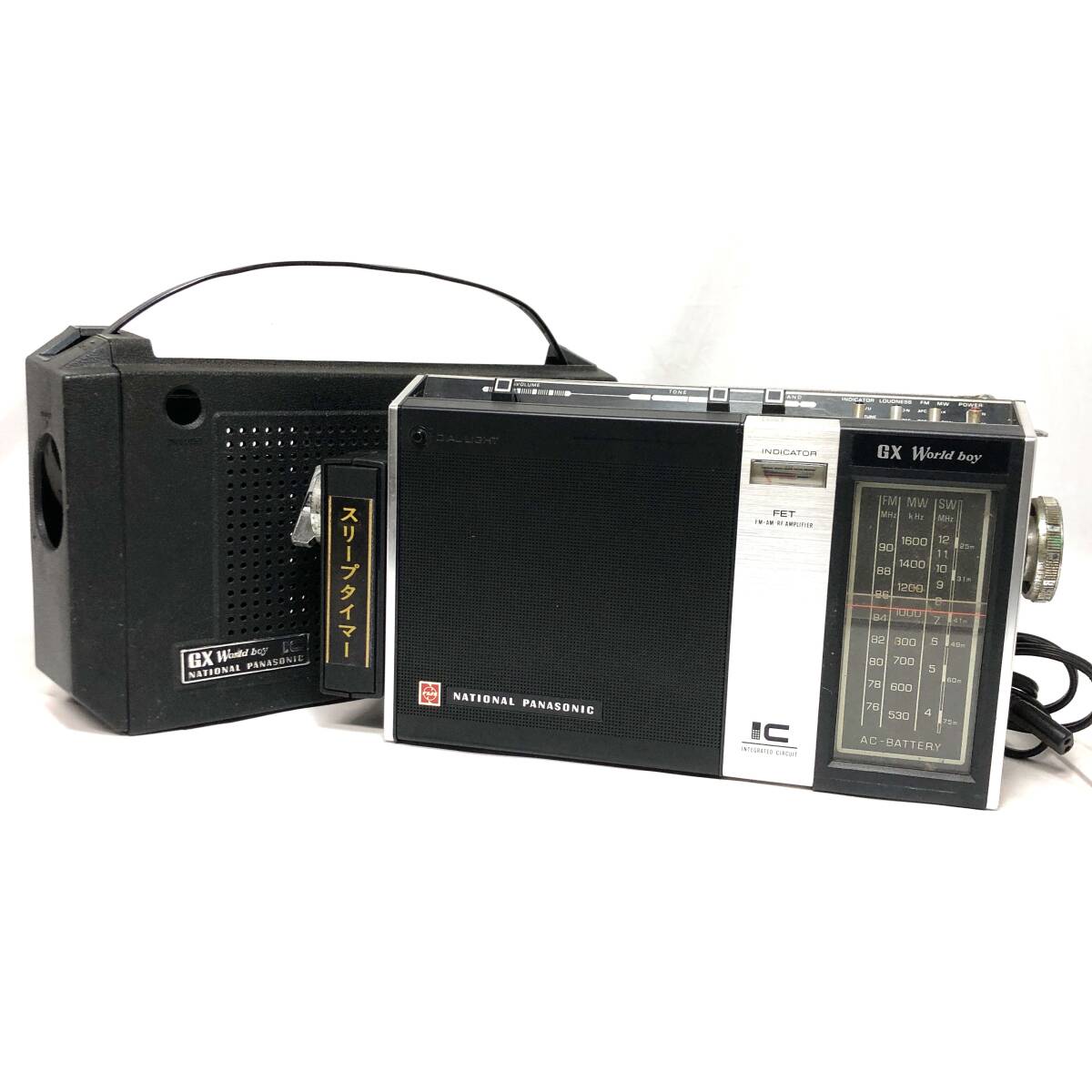 ＊【通電OK】National Panasonic RF-858 3バンド ラジオ GX World boy IC FM/MW/SW 黒 ナショナル パナソニック ワールドボーイ ケース