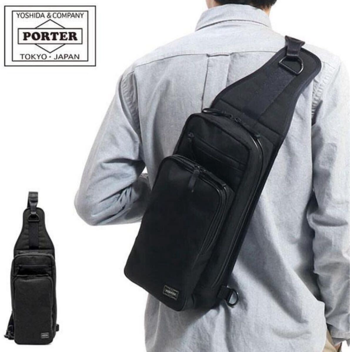 新品同様●定価48400円●PORTER 吉田カバン ポーター HYBRID SLING SHOULDER BAG ワンショルダー 品番：737-17804 黒
