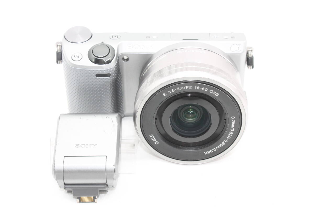 【20250928KNH-24】SONY ミラーレス一眼 α NEX-5R パワーズームレンズキット E PZ 16-50mm F3.5-5.6 OSS付属 シルバー NEX-5RL/S