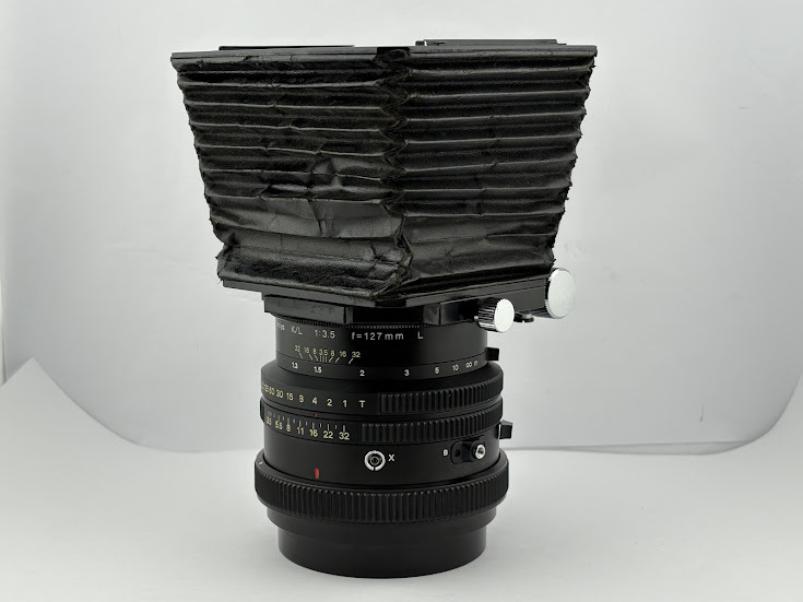 ★美品★ マミヤ MAMIYA k/L 127mm F3.5 L 中判 フィルム カメラ レンズ 【蛇腹フード付】★シャッター全速OK★ #1027-1