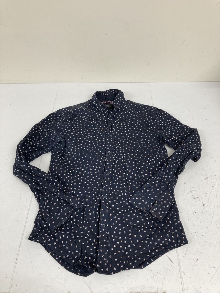 送料無料★ZARA MAN ザラマン★長袖シャツ　ボタンダウンシャツ　トップス★メンズ　Sサイズ★ネイビー　#71002sNj118