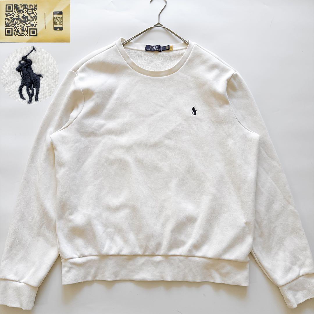 現行 POLO RALPH LAUREN ポロラルフローレン LSCNM2-LONG SLEEVE-SWEATSHIRT スウェット 裏起毛 トレーナー ポニー刺繍 ホワイト L