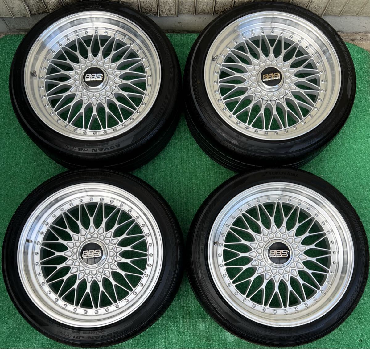 極上品 美品 BBS GERMANY RS RS553 19インチタイヤ/ホイール4本 9.5J+38 5H PCD114.3 鍛造クラウン/セルシオ/スカイライン等 バリ山 絶版品