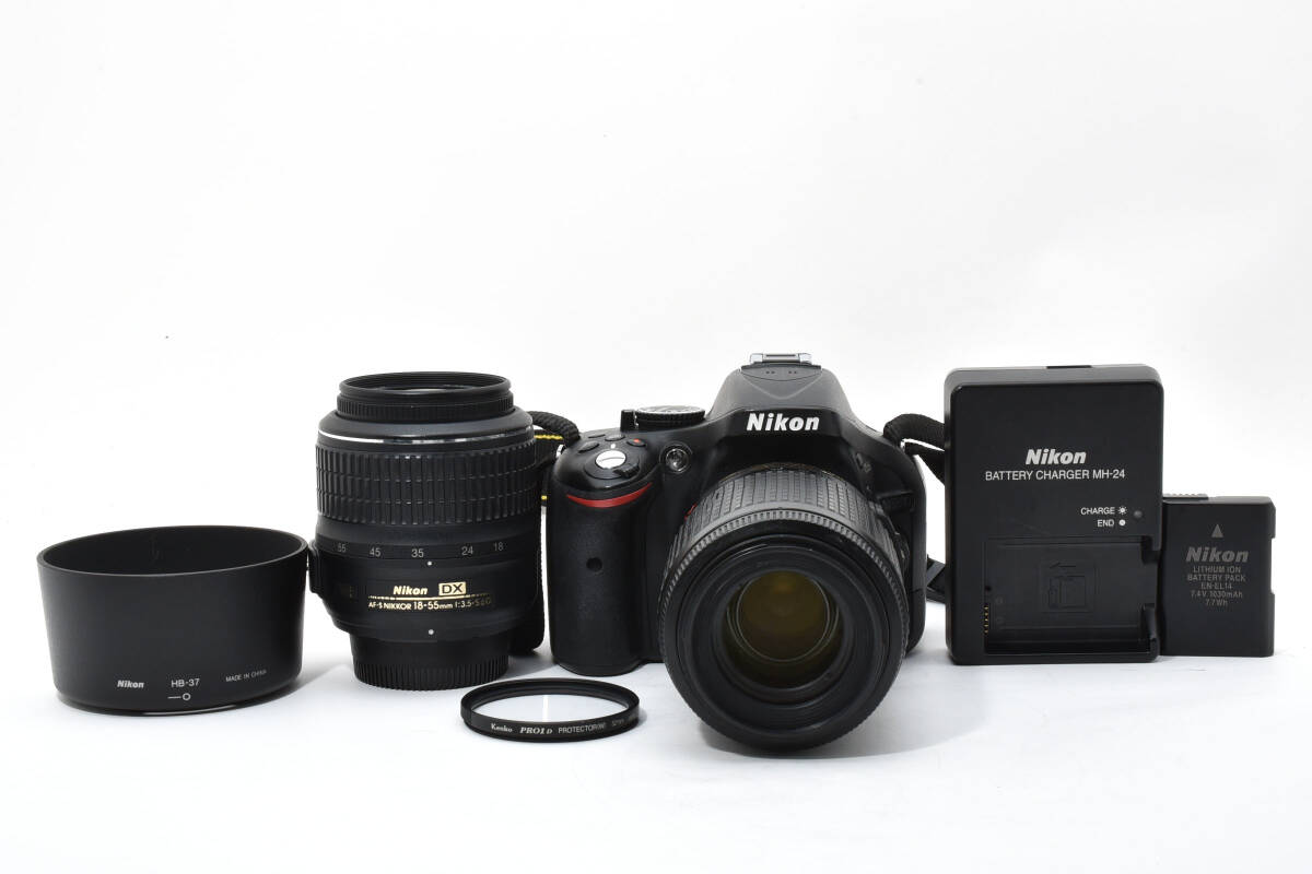 美品★ Nikon D5200 AF-S DX NIKKOR 18-55mm 55-200mm ニコン ボディ #397