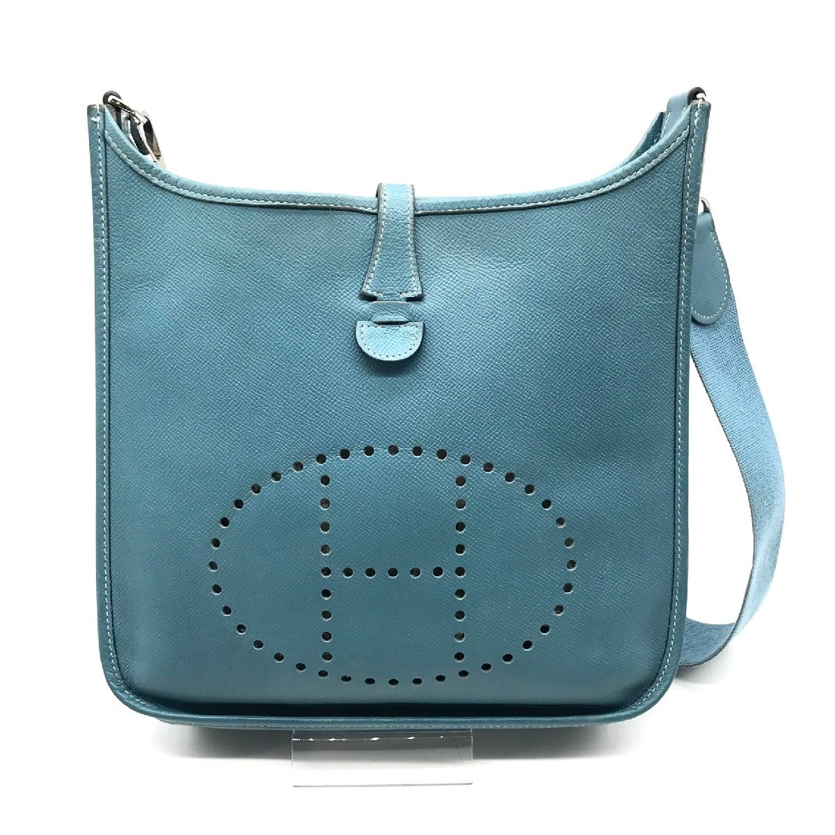良品 HERMES エルメス エヴリン3 PM エプソン ブルージーン ショルダー バッグ P 金具 シカクM刻印 k738