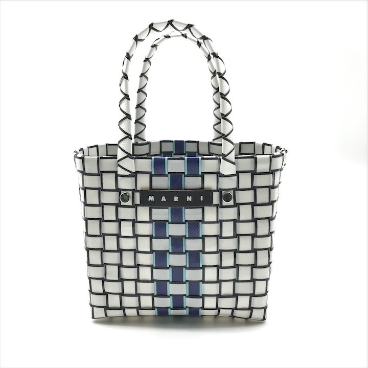 美品 MARNI マルニ マイクロ バスケット かごバッグ ミニ ハンド バッグ トート 手提げ ホワイト ブランド 鞄 k6750k