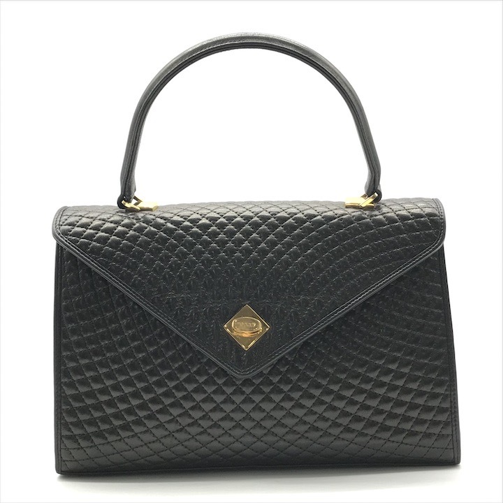 美品 BALLY バリー ハンド バッグ キルティング ブラック トップハンドル レザー ゴールド金具 レディース フォーマル ブランド k6795