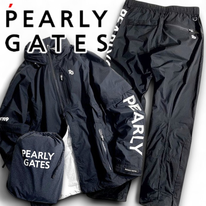 PEARLY GATES パーリーゲイツ 定価6.8万 撥水×防風 Nyドビー ジャケット パンツ セットアップ レインウェア ゴルフ 120 4 ▲075▼11531156