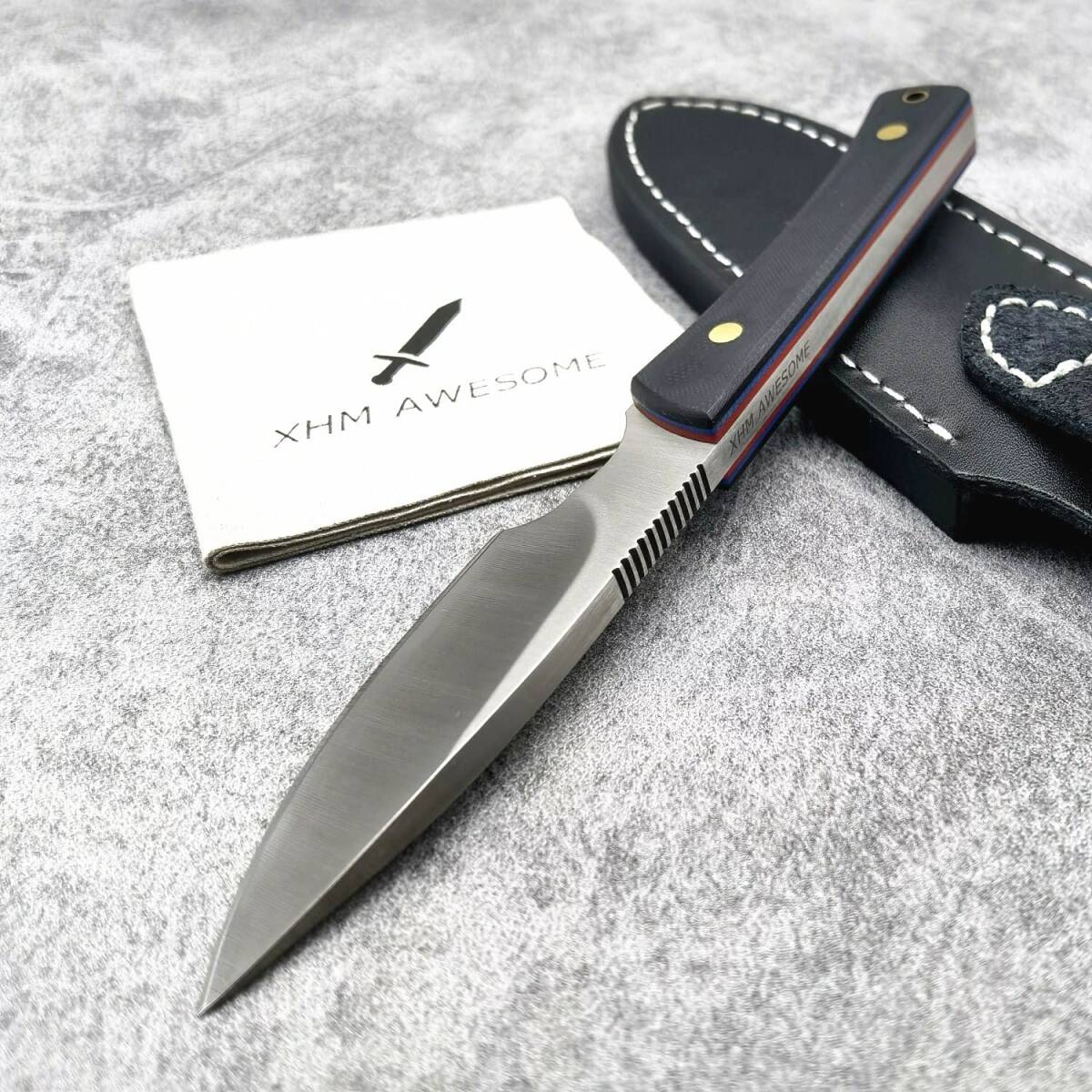 XHM AWESOME シースナイフ 17.4CM アウトドア キャンプ サバイバル ハンティング釣り ナイフ直刃