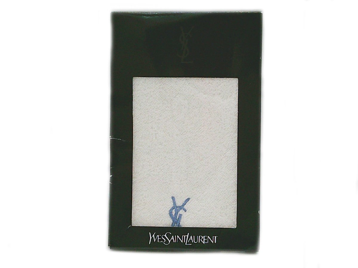 ★保管品 Yves Saint Lauren イブサンローラン YSL YL-CH01 タオルチーフ 白 綿100％ 1辺22.5cm ハンドタオル★/Ｈ