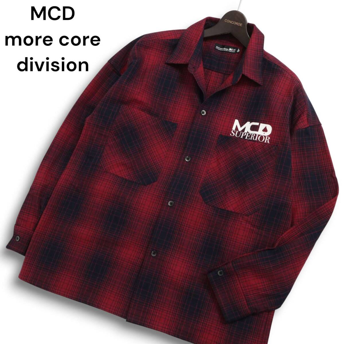 MCD more core division エムシーディー 通年 ロゴ★ 長袖 オーバーサイズ チェック シャツ Sz.M メンズ 日本製