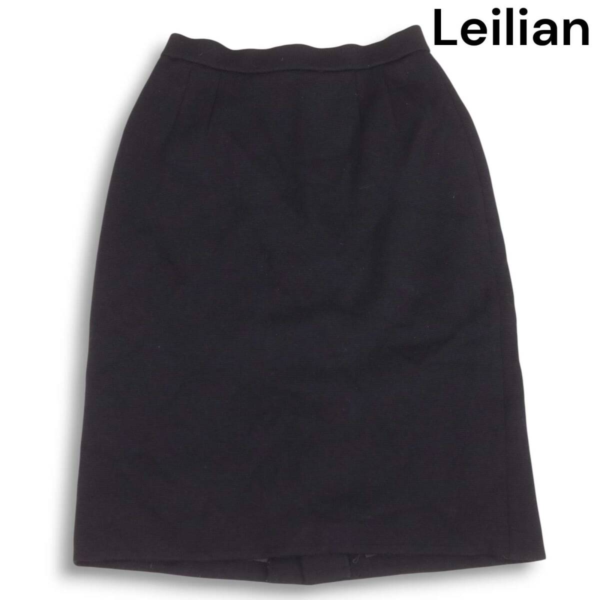 Leilian レリアン 秋冬 ウール100％♪ ストレッチ ニット スカート Sz.9 レディース 黒 日本製