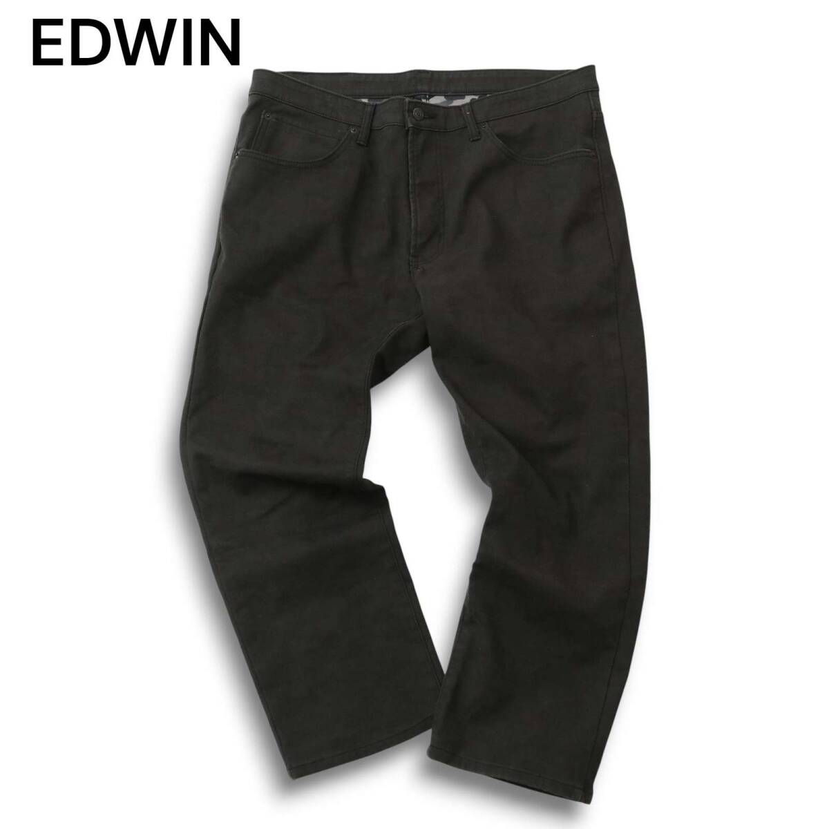 EDWIN エドウィン E53WST ストレッチ★ 裏起毛 防風 防寒 デニム パンツ ジーンズ Sz.36 メンズ 黒 バイク 日本製 大きい