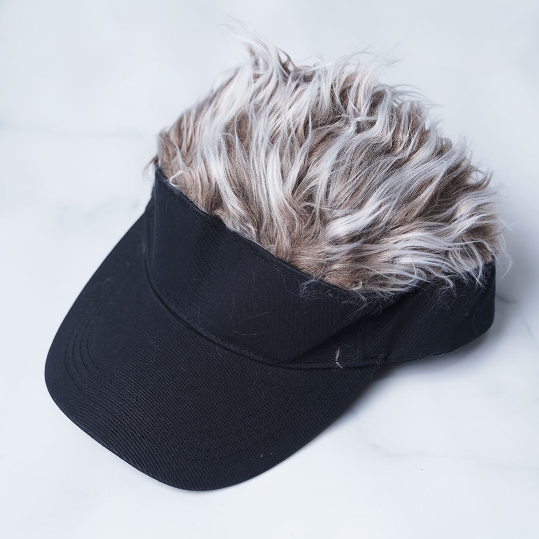 新品・未使用☆ヘア付きバイザー　ブラウン　ヘアサンバイザー　かつら　ウィッグ　メンズ　バイザー　髪の毛　ラスト1 | 新品 | 送料無料