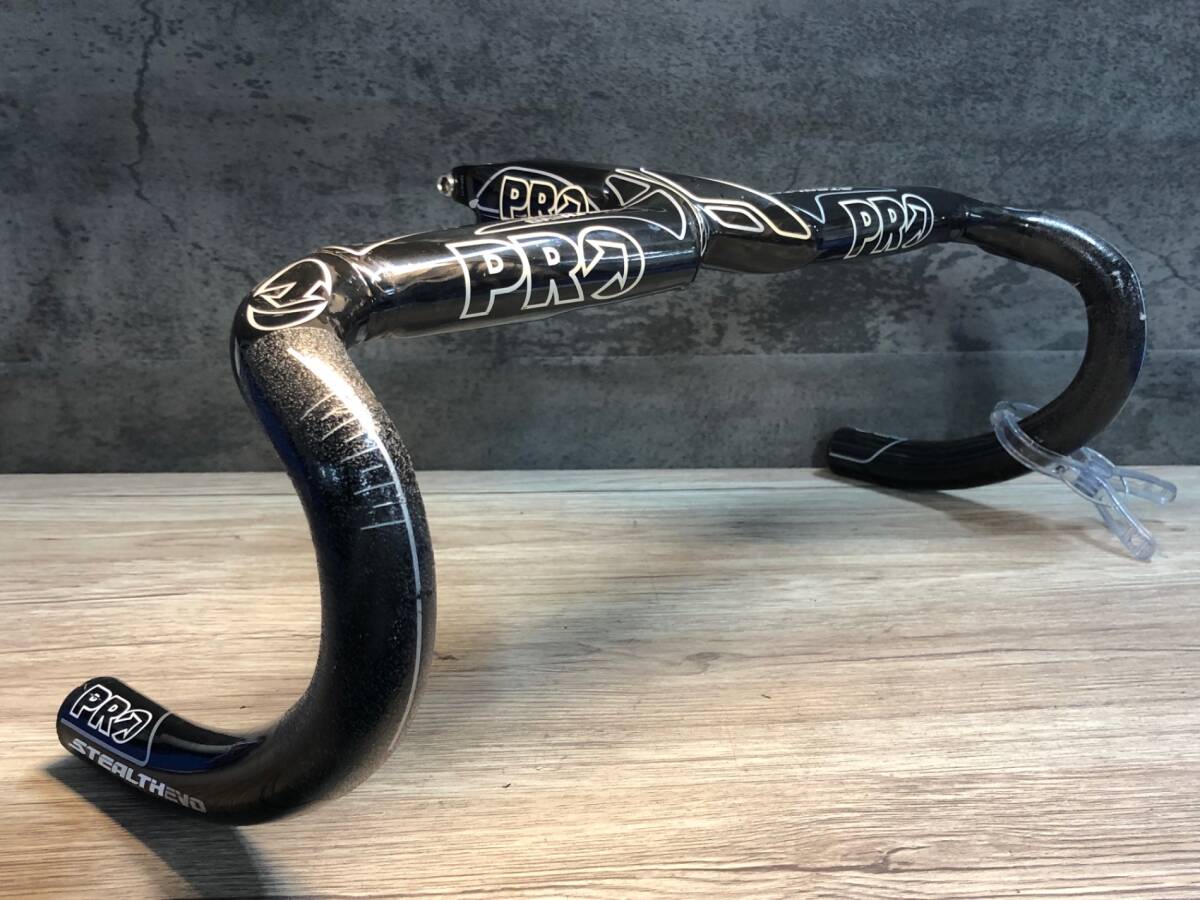 JK131 シマノ SHIMANO プロ PRO STEALTH EVO カーボンドロップハンドル ステム一体型 OS エンド部C-C400mm 100mm ※クランプ痕あり