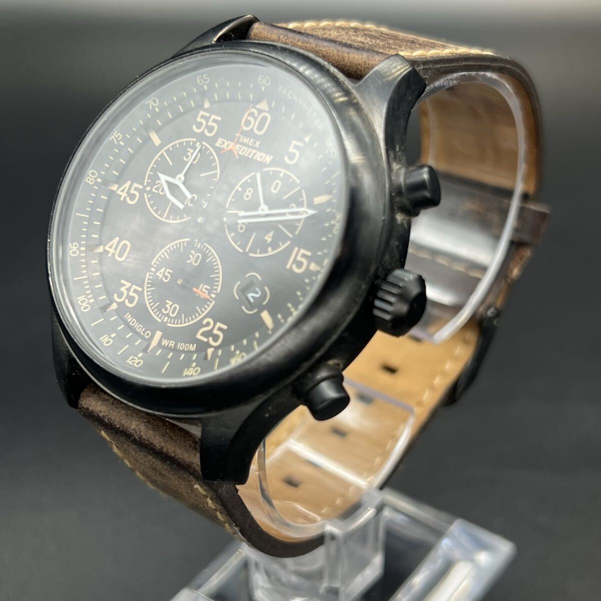 動作未確認 TIMEX タイメックス 腕時計 EXPEDITION エクスペディション フィールド クロノグラフ 黒文字盤 yt10-8