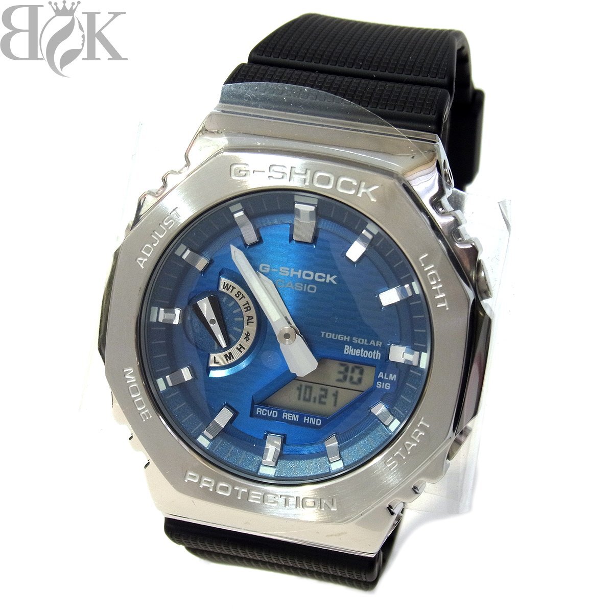 未使用品 カシオ G-SHOCK 2100シリーズ GBM-2100A-2BJF メンズ 腕時計 デジアナ タフソーラー シルバー ブルー 動作品 CASIO 〓