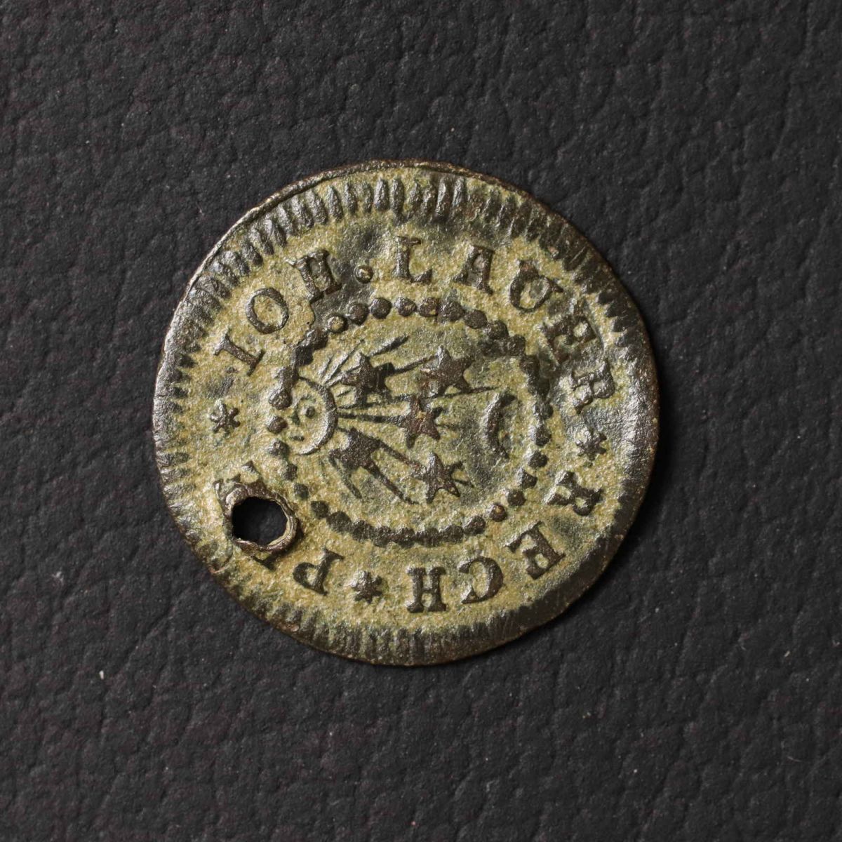 *[令]ドイツ ニュルンベルクトークン「太陽と月」銅貨（1600-1700s）コイン[E7323]7g8