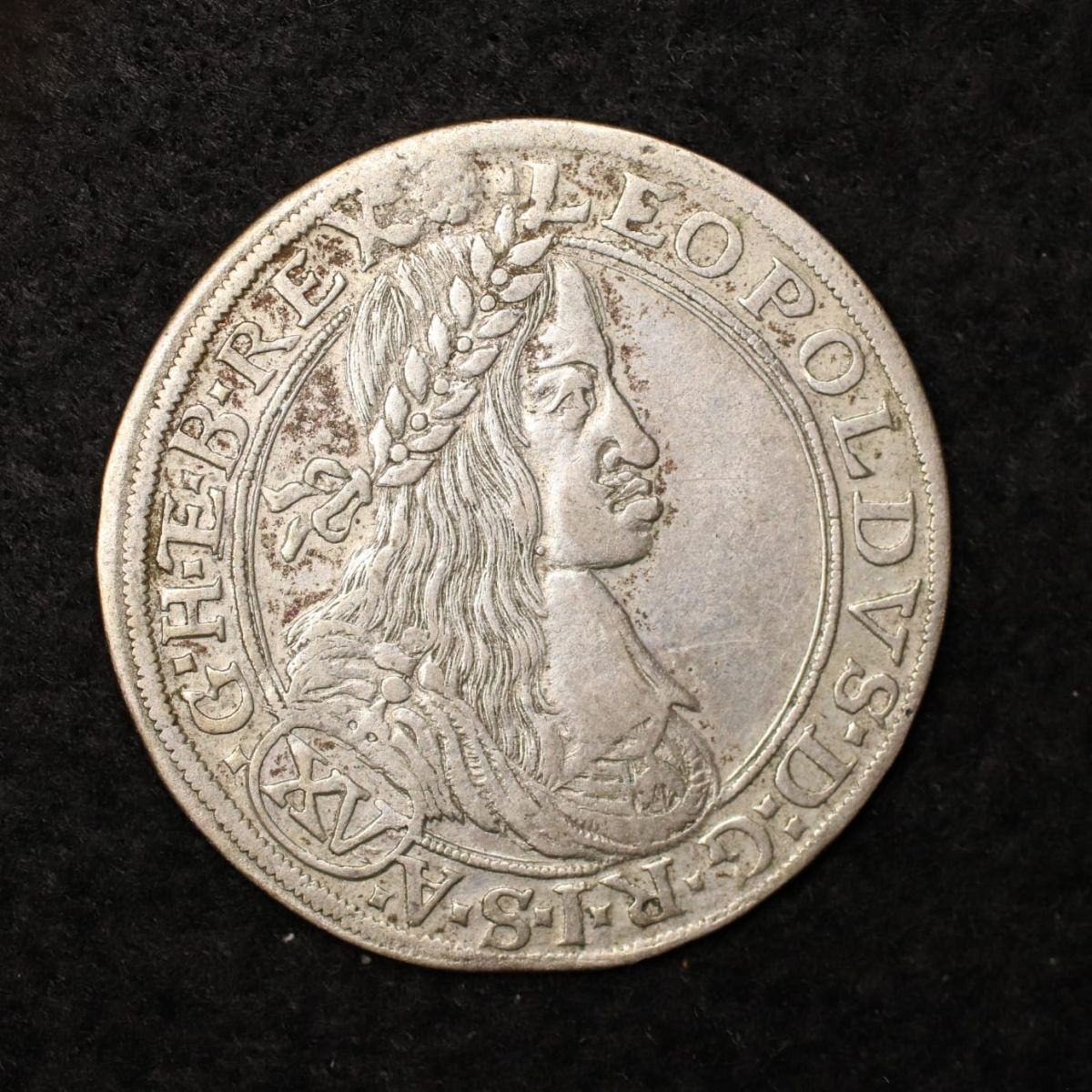 *[令]KM#1186/オーストリア帝国 レオポルド1世 15クロイツァー銀貨（1663）直径30mm[E1805]7b5