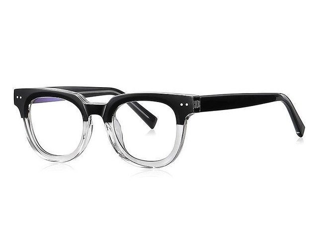 Traditional ウェリントン 太縁 ハーフクリア ツートンブラック 伊達めがね 03