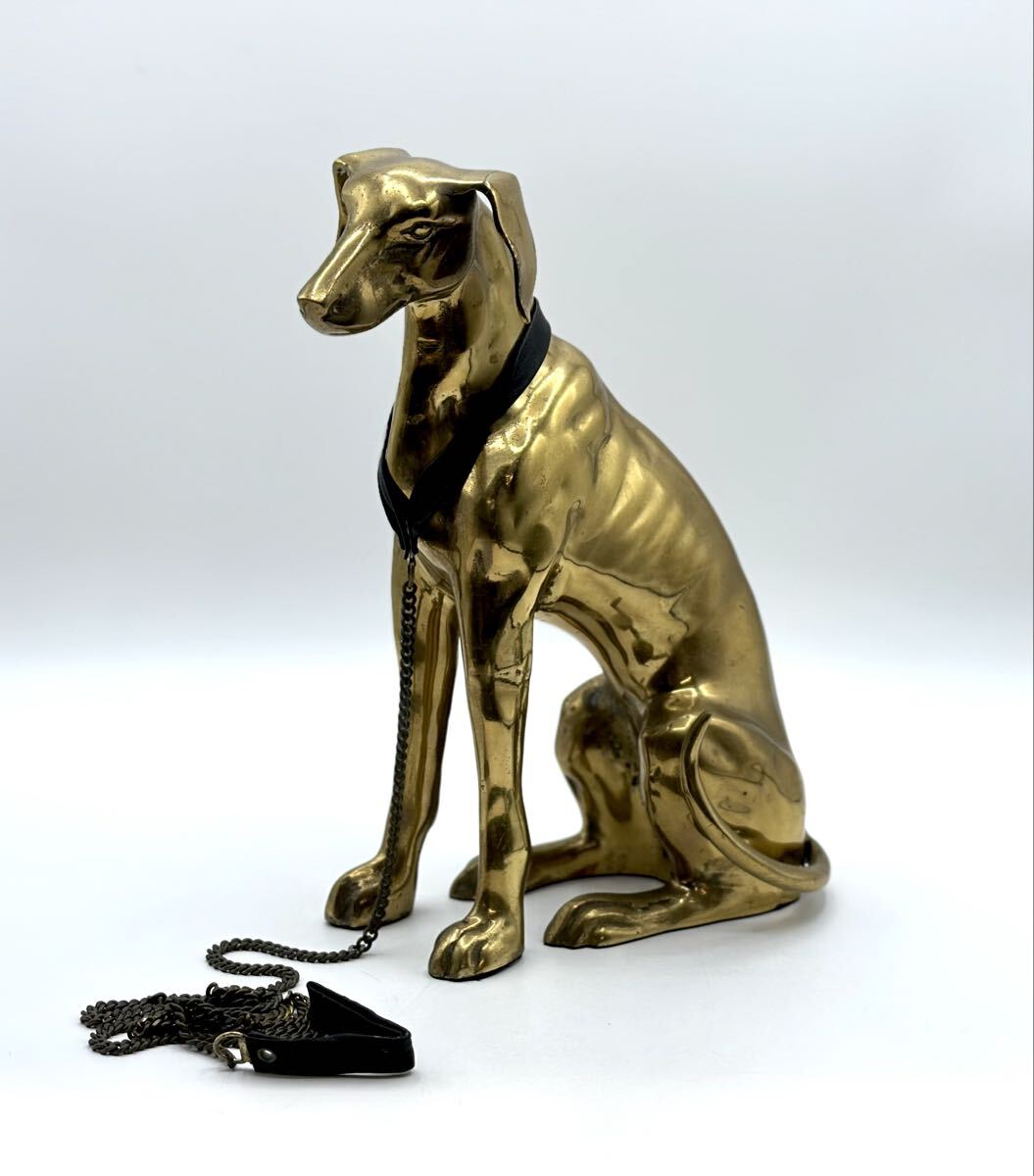 真鍮 金属製 アニマル イヌ グレーハウンド インテリア 置物 オブジェ 犬置物 動物置物 大型犬 犬■兵庫県姫路市から c4 25-4158
