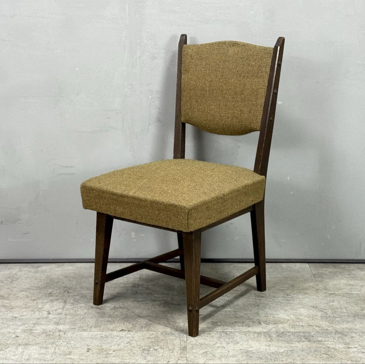 永田良介商店 ダイニングチェア オーク 無垢材 楢材 神戸洋家具 椅子 ヴィンテージ 食卓椅子 布貼り■兵庫県姫路市から A25-276