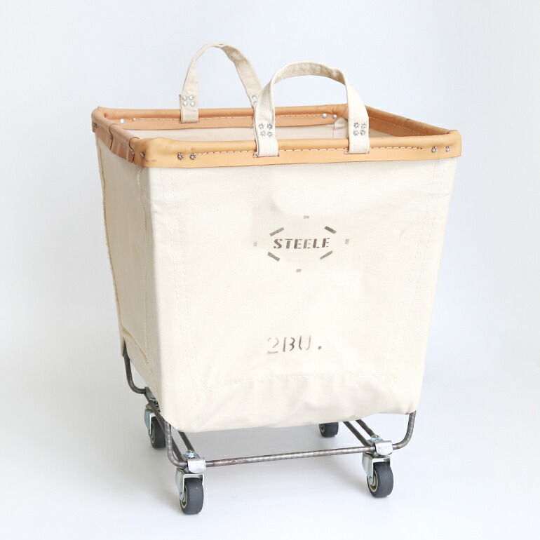 キャンバスバスケット かご 70L アメリカ キャスター STEELE CANVAS BASKET スチールキャンバス SQUARE #185 2bu ホワイト×タン