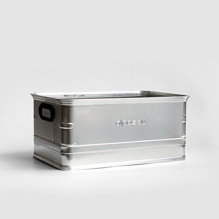 アルミコンテナ 収納 ボックス 46L アウトドア ヨーロッパ ALPOS アルポス ALUMINUM CONTAINER OPEN TOP (シルバー) Mサイズ