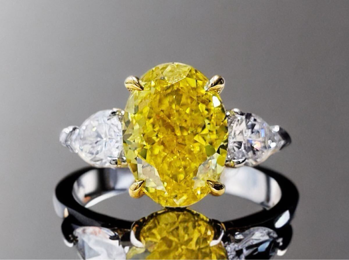 受注制作 2ct Fancy Vivid Yellow ラボグロウンダイヤモンド リング VS1 PT950 三石 IGI鑑定書付