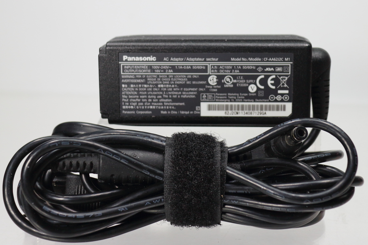 Panasonic 純正ACアダプタ CF-AA62J2C M1 / Let’s note CF-AX・MX・RZシリーズ用 / 16V 2.8A / 中古品 電源コード付