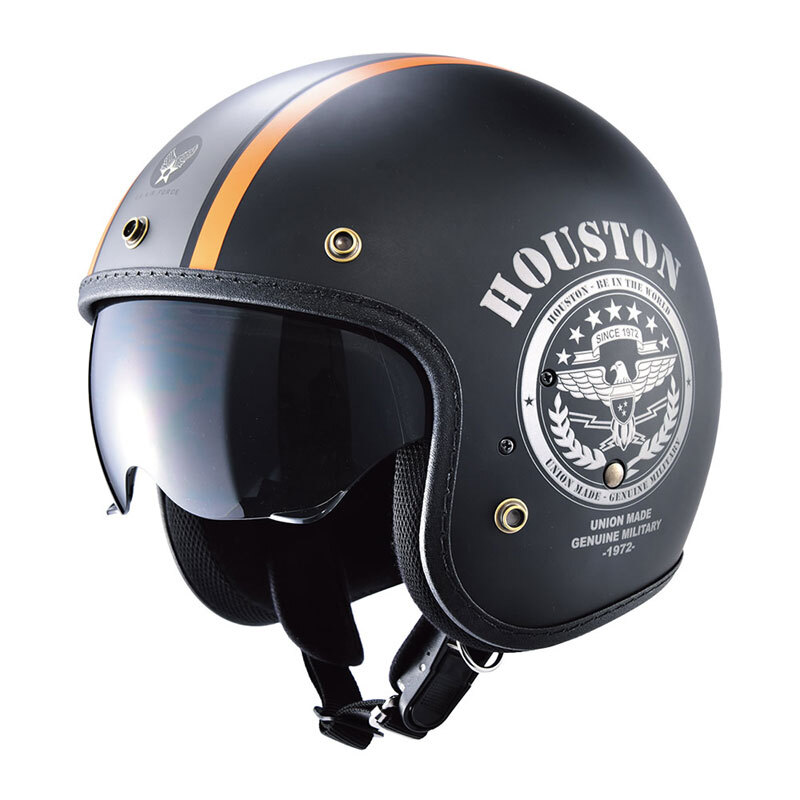 HOUSTON　ヒューストン インナーバイザーヘルメット（HTVH-2021）ブラック／ガンメタ／オレンジ フリーサイズ　SG規格適合品　内装脱着可能