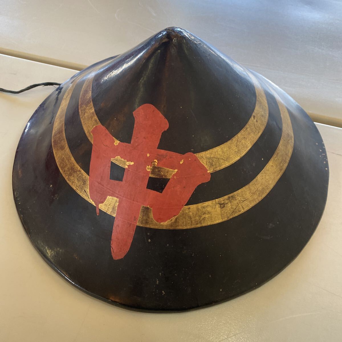 時代　 武具 陣笠 家紋 甲冑 トンキョ帽 時代 時代物 骨董品 古美術品　刀装具　日本刀　希少品　全長40cm 高さ20cm【1014】