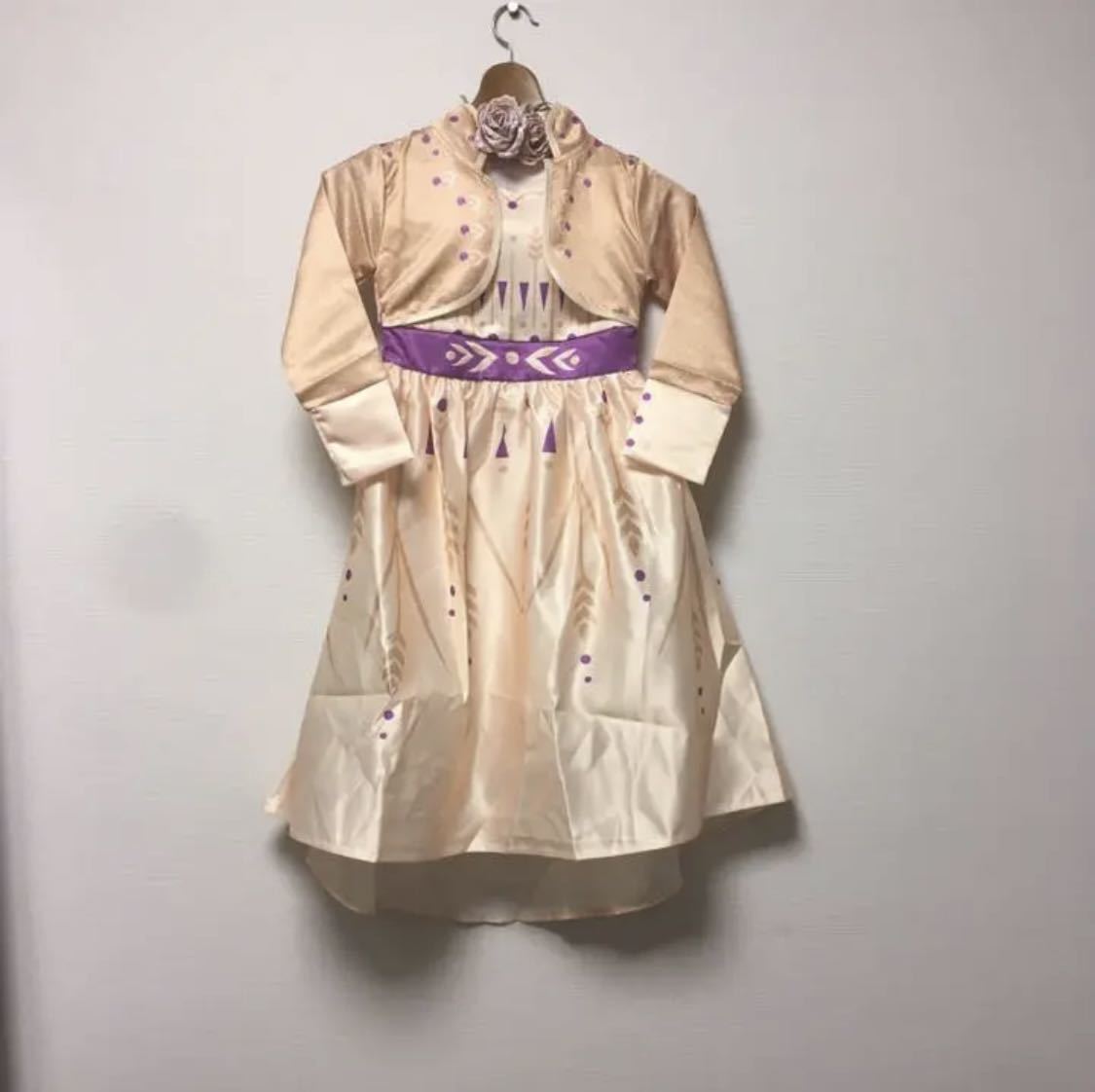 新品 110 アナと雪の女王2 長袖 ドレス キッズ ワンピース コスプレ コスチューム 子供 衣装 ハロウィン エルサ アナ お誕生日 プレゼント拍卖
