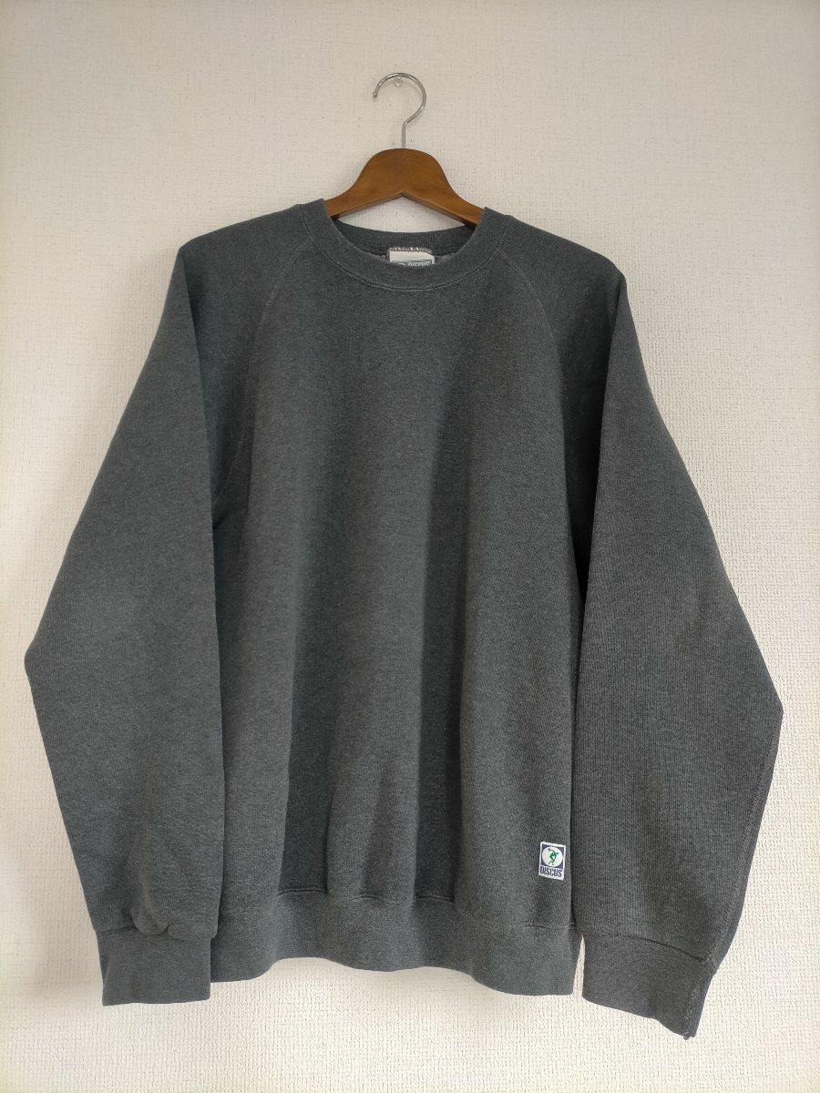 状態良好 90s USA製 ビンテージ DISCUS ATHLETIC ディスカス 無地 スウェット チャコールグレー size-L ★アメカジ古着