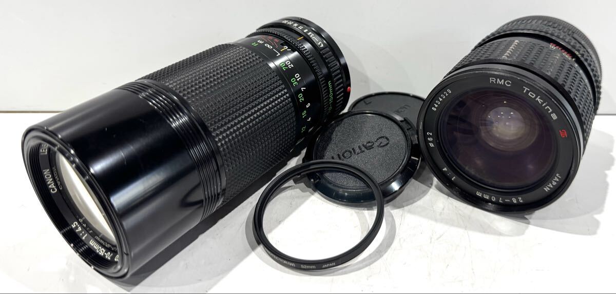 251005D☆ Canon ZOOM LENS FD70-150mm 1:4.5 RMC Tokina 28-70mm 1:4φ62 マニュアルレンズ 2本セット おまけ付 ♪配送＝宅急便(EAZY)♪