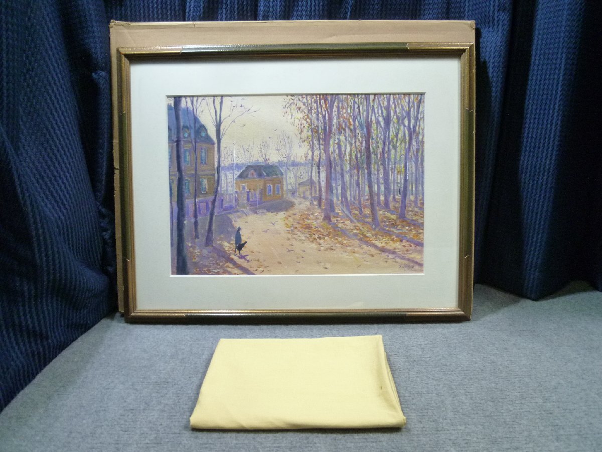 ◎ 嶋田幾雄 「パリにて ルクサンブールのたそがれ」 風景画 絵画 ◎