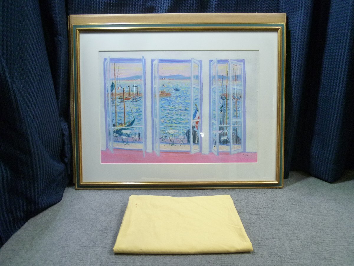 ◎ 嶋田幾雄 「南仏にて サントロペのホテルより」 2003年 風景画 絵画 ◎