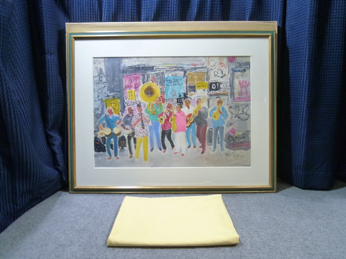 ◎ 嶋田幾雄 「パリのミュージシャン」 2006年 風景画 絵画 ◎